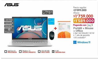 Metro Computador portátil + mouse + office asus oferta