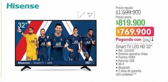 Jumbo Hisense smart tv led hd 32" • ref. 32a3gv oferta