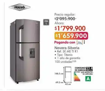 Nevera haceb 226l