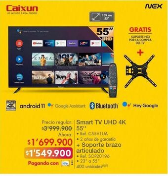 Metro Smart tv 4k 55'' caixun oferta