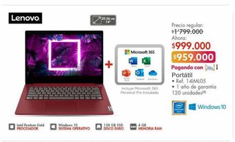 Metro Computador portátil lenovo oferta