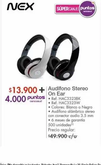 Metro Audífono stereo on ear nex oferta