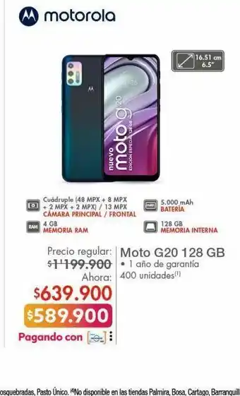 Metro Celular moto g20 128gb oferta
