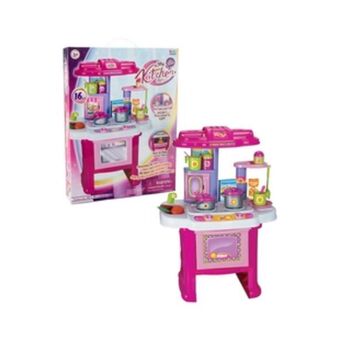 Alkosto Cocina de juguete mi primera cocina rosado 16 pz kitchen play oferta