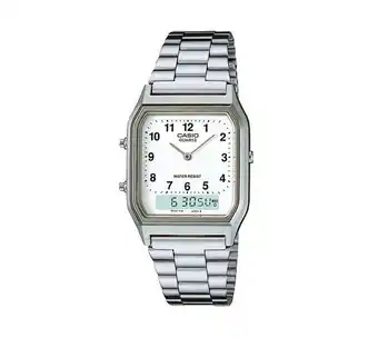 Reloj casio análogo de pulso metálico, tablero blanco