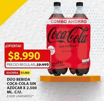 Ara Dúo bebida coca-cola sin azúcar 2500ml oferta