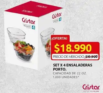 Ara Set x 4 ensaladeras porto cristar oferta