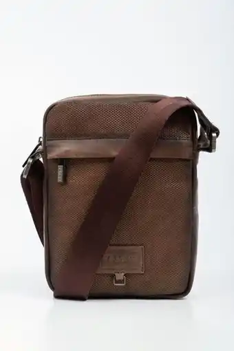 Vélez Bolso manos libres vittar de cuero grabado café oferta
