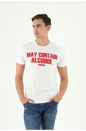 Tennis Camiseta para hombre blanca estampada cuello redondo oferta