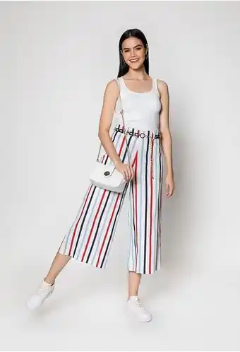 ELA Pantalon culotte en rayas con cadena oferta