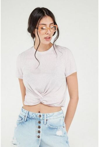 Koaj Camiseta manga corta, unicolor con nudo en frente. oferta