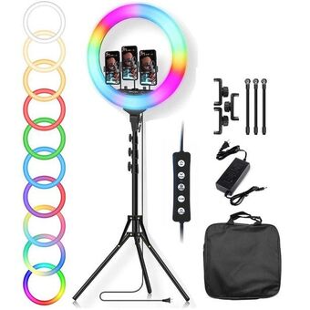 Éxito Aro de luz regulable 45cm rgb 18inch estudio kit + trípode oferta