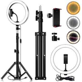 Linio Aro de luz led 26 cm tiktok trípode 2.10 mts y soporte para celular oferta