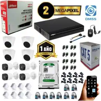 Linio Camaras de seguridad kit dahua 8 ch 1080 + 8 cám 1080 + cable + d 1 tb oferta