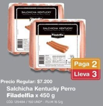 Makro Salchicha Kentucky Perro Filadelfia 450g oferta