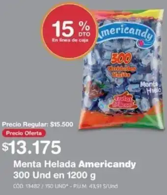 Makro Menta Helada Americandy 300Und en 1200g oferta