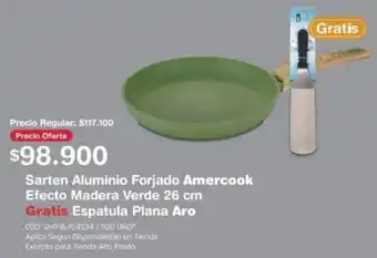 Makro Sarten Aluminio Forjado Amercook Efecto Madera Verde 26cm Gratis Espatula Plana Aro oferta
