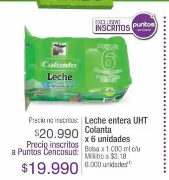 Jumbo Leche entera colanta x 6un oferta
