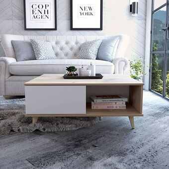 FUN Fábricas Unidas Mesa de centro alina 95 duna blanco oferta