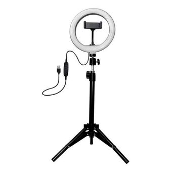 Mercado Libre Aro de luz lámpara led 20cm control, porta celular para mesa oferta