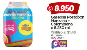 Surtimax Gaseosa Postobon Manzana + Colombiana 6.250ml oferta