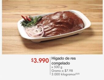 Metro Hígado de res congelado x 500g oferta