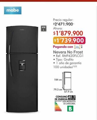 Metro Nevera no frost mabe oferta