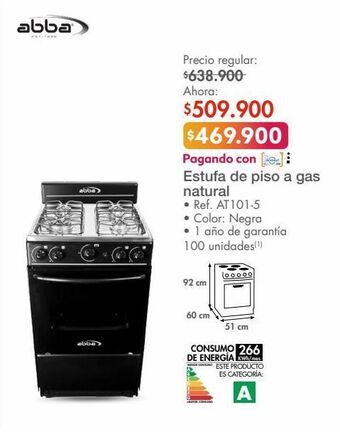 Metro Estufa de piso a gas natural abba oferta