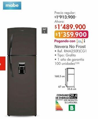 Metro Nevera no frost mabe oferta