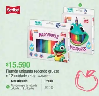 Jumbo Plumón unipunta redondo grueso x 12 unidades oferta