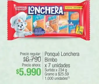 Jumbo Ponqué lonchera bimbo x 7 unidades oferta