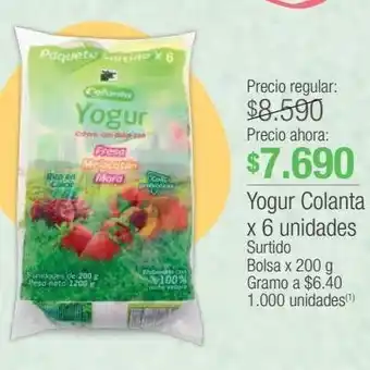 Jumbo Yogur colanta x 6 unidades surtido bolsa x 200 g oferta
