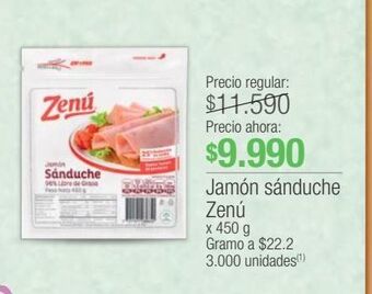 Jumbo Jamón sánduche zenú x 450 g oferta