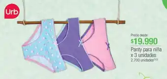 Jumbo Panty para niña x 3 unidades oferta