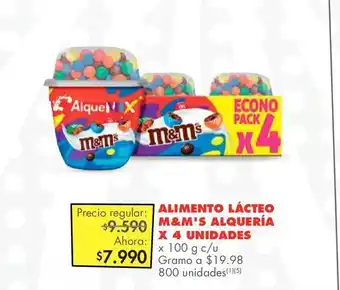 Metro Alimento lácteo m&m's alquería x 4 unidades x 100 g c/u oferta