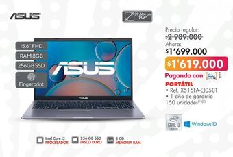 Metro Asus portátil • ref. x515fa-ej058t oferta