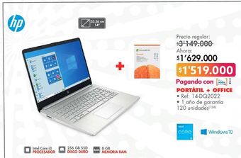 Metro Hp portátil + office • ref. 14-dq2022 oferta