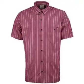 VO5 Camisa a rayas en silueta classic fit color vino tinto oferta