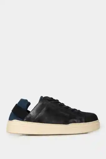 Vélez Slippers nogal de cuero para hombre combinación de materiales azul oscuro oferta
