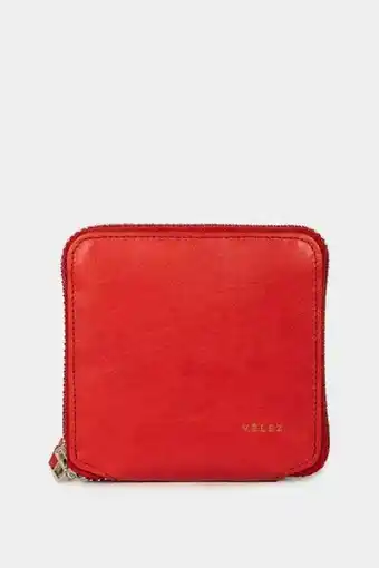 Billetera olimpo de cuero para mujer cremallera rojo