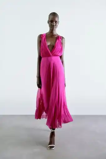 Zara Vestido lencero plisado oferta