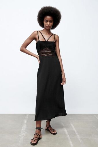 Zara Vestido punto combinado oferta