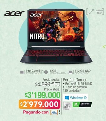 Jumbo Acer Portátil Gamer AN515-55-51ND oferta