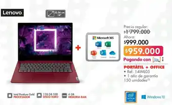 Metro Lenovo Portátil + Office 14IML05 oferta