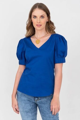 Unipunto Blusa escote en v mangas con prenses oferta