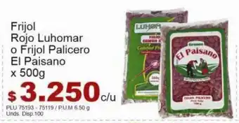 Belalcazar Frijol Rojo Luhomar o Frijol Palicero El Paisano x 500g oferta