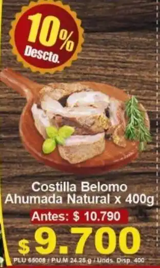 Belalcazar Costilla Belomo Ahumada Natural x 400g oferta
