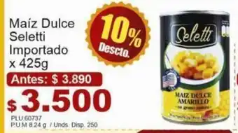 Belalcazar Maiz Dulce Seletti Importado x 425g oferta