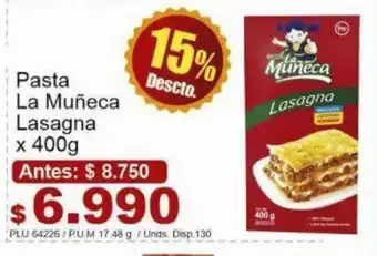Belalcazar Pasta La Muñeca Lasagna x 400g oferta