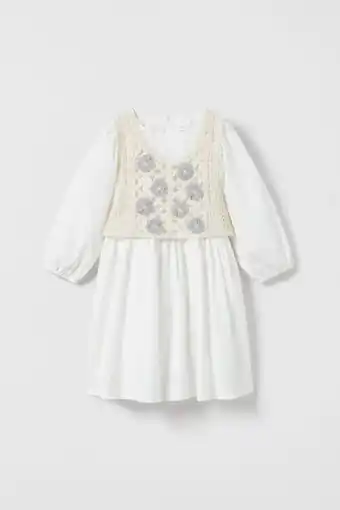 Zara Vestido popelín combinado chaleco crochet oferta